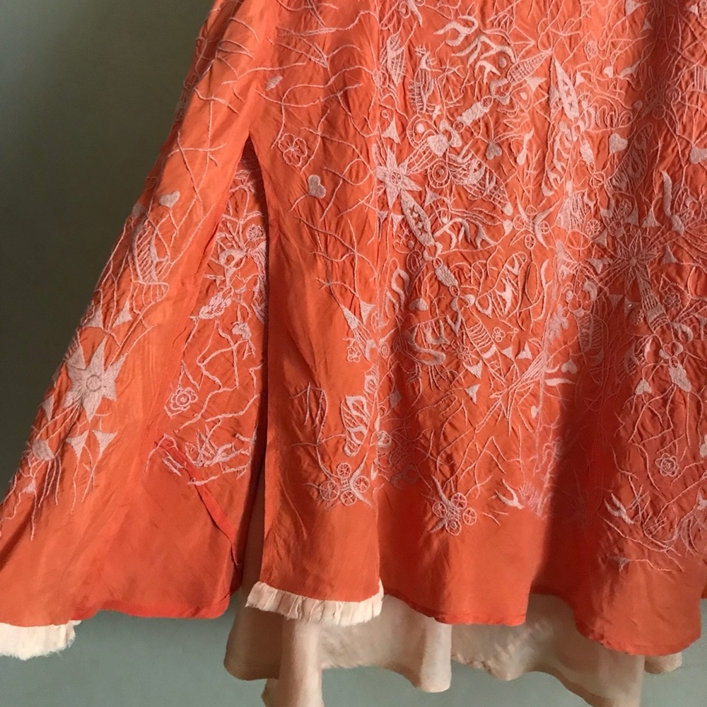 Chan Luu Silk Ballet Embroidered Skirt in Tangerine - Picture 13 of 16